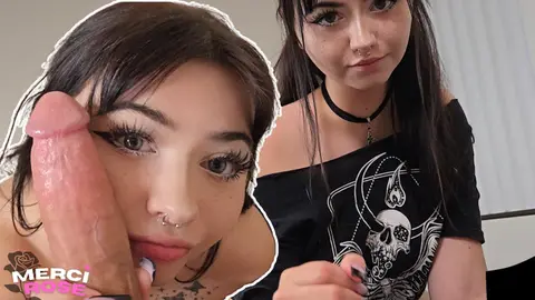 Goth Girl Gives Intimate Blowjob and Facial