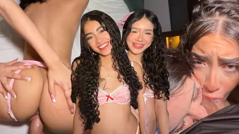 Deep Throat Threesome with 2 Latin Teen Girls