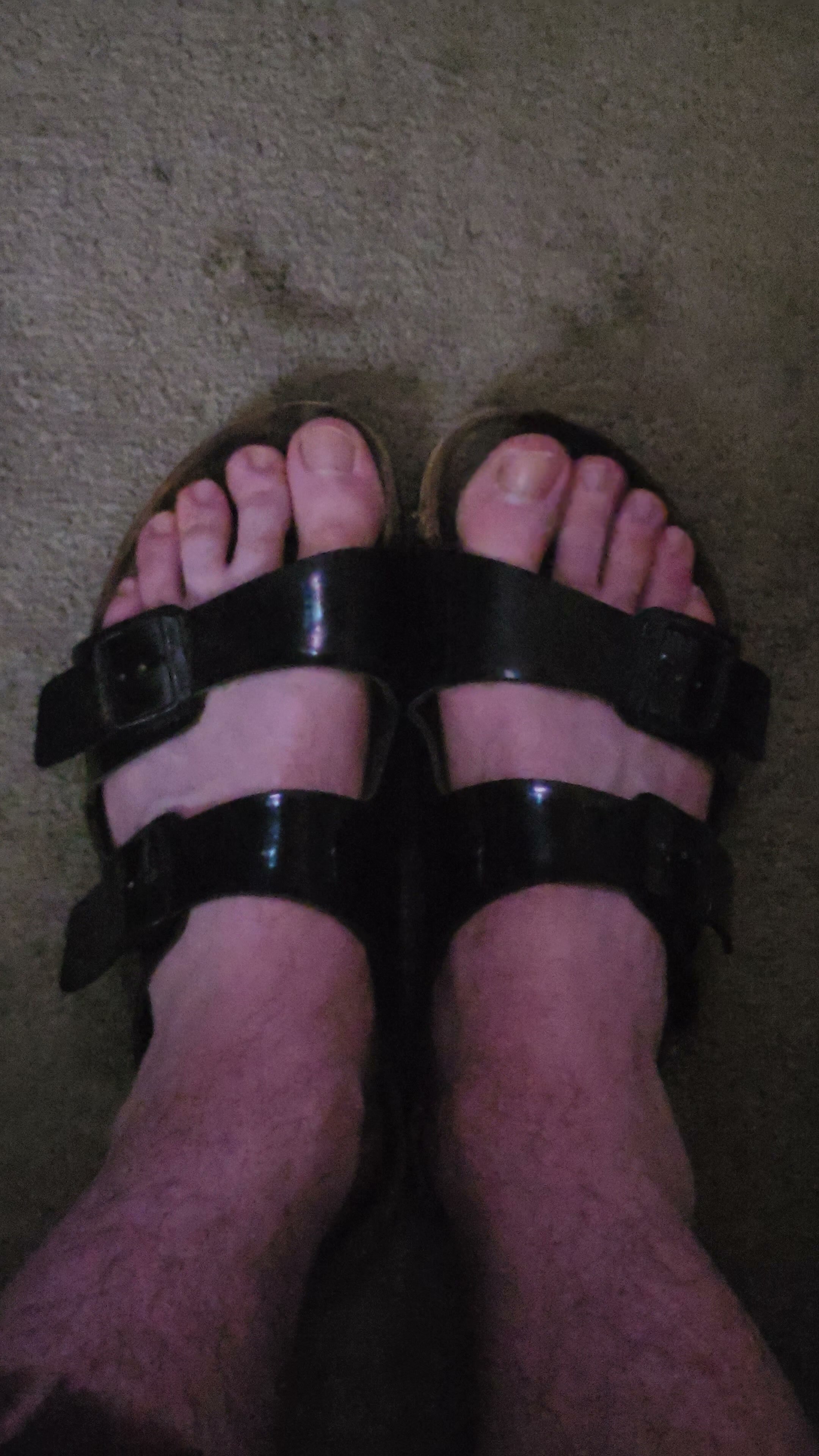 Sexy Black Patent Leather Birkenstock Arizona - HD Foot Fetish