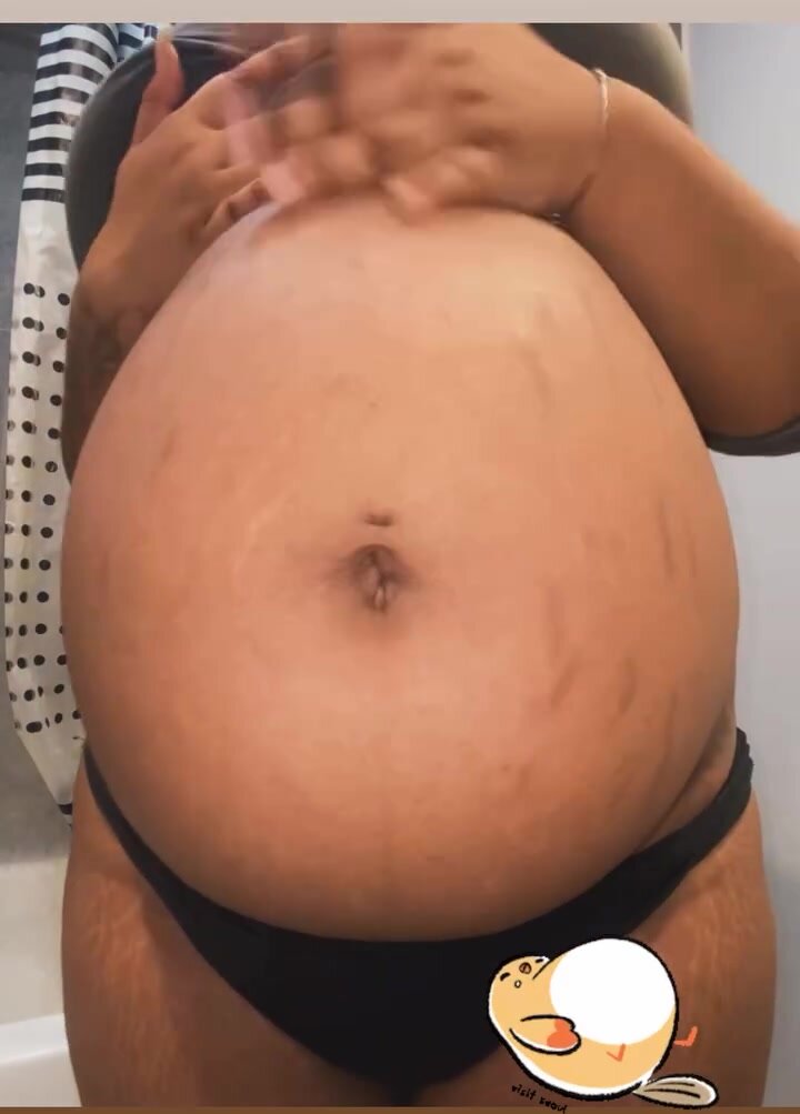 Ebony Stuffed Belly Full Scene