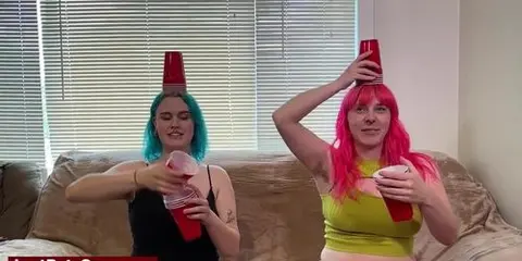 Lesbian Couple Bea & Lizzy Play Naughty Strip Game