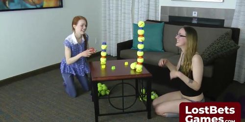 Lesbians Take On Strip Ball Stacks Challenge Intimately