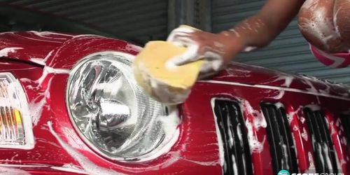 Janet Jade Uses Her Big Wash A Car