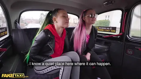Lady Zee & Sandra Zee Seduce Euro Cabbie in Taxi