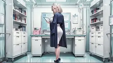 Blonde Nurse Secrets Revealed in Hospital Corridor