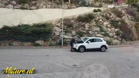Granny Lucia Kury Gets Car Help from a Young Spanish Lad