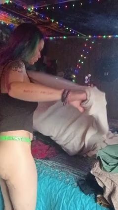 Laundry Day Gets Sexy In Green Thong Action