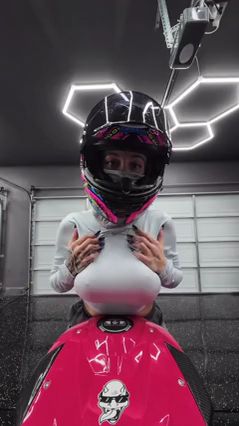 Motorcycle Riding Big Boob MILF in Action