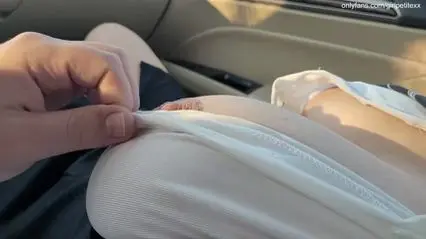Natural Tits Exposed in a Car: Teen Seduction