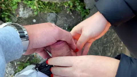 Public Sunset Handjob: Risky Encounter at Viewing Point