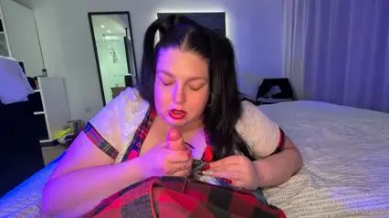 SSBBW Schoolgirl Gives Teacher Oral Sex