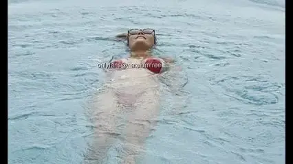 Asian Milf Homemade Creampie by the Pool