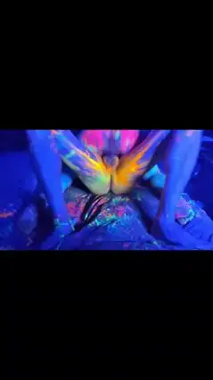 Latina Beauty Shines in Blacklight Body Paint Blowjob Scene