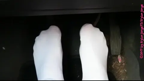 Sneaker Sock Pedal Pumping in Car - Exciting Foot Action