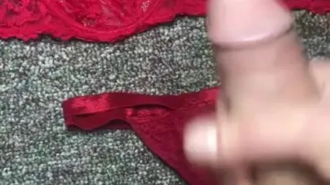 Husband's Solo Pleasure with Wife's Lingerie