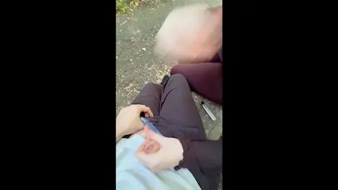 Public Handjob with a Redhead on a Bench
