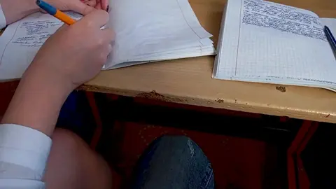 Sultry Schoolgirl Sucks Under Desk During Lesson