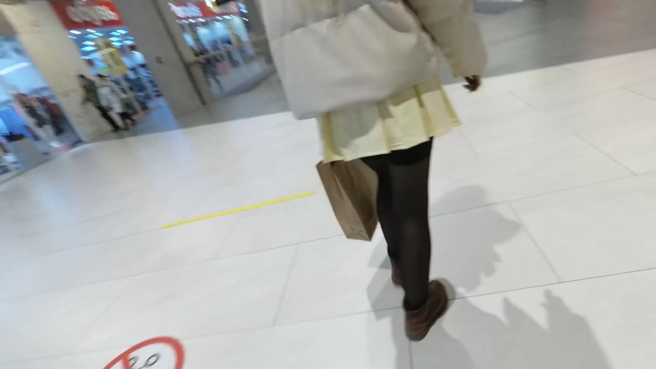 Petite girl in miniskirt fucked in public toilet in the mall (Risky Sex Upskirt)