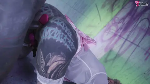 Tattooed Teen Enjoys Double Penetration and Facial Fun