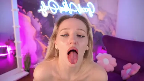 Blonde Solo Tease: Big Tits & Tight Ass in Neon Room
