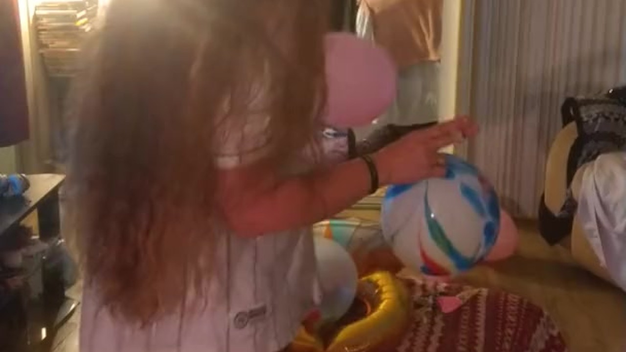 Balloon Popping and Smoking Scene with Hot Girlfriend