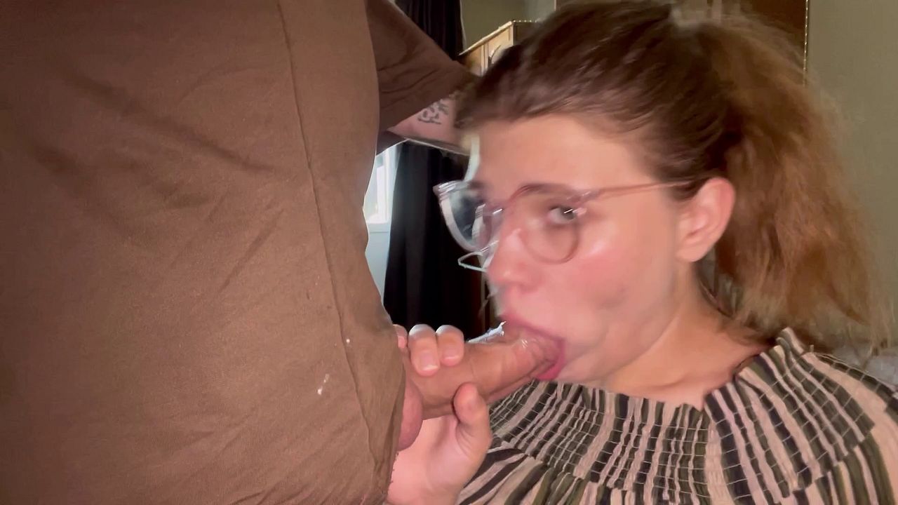 Horny Whore Eats My Cum in Intense Blowjob Scene