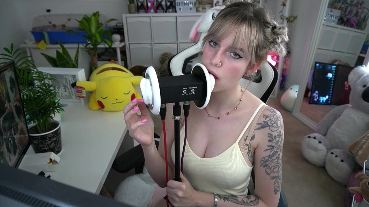Girl With Braces Gives Relaxing Ear Licking ASMR Sensation